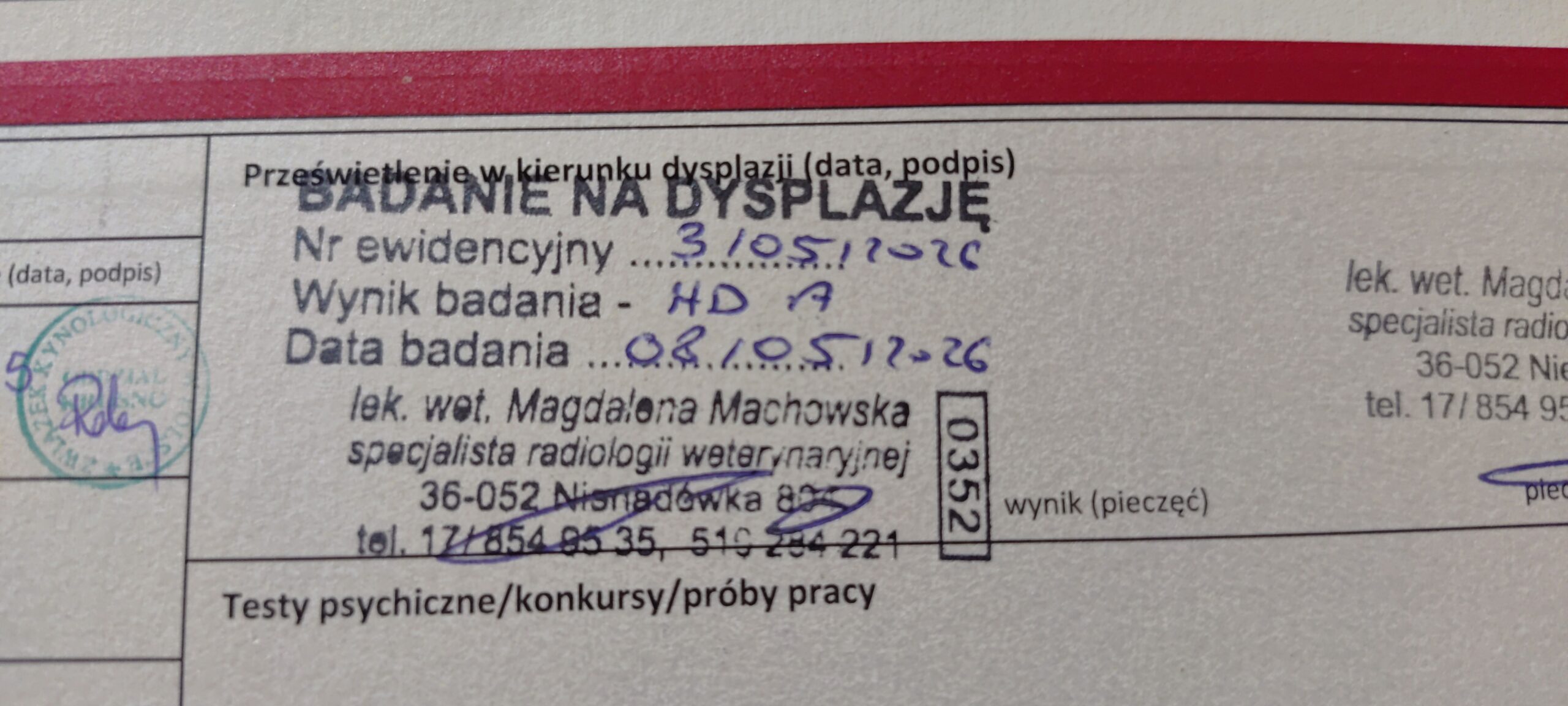 Sukces w Hodowli Królewskie Wzgórze: Bianca z wynikiem HD A!